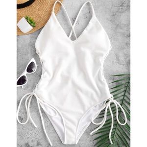 ZAFUL lace up one peice swimsuit